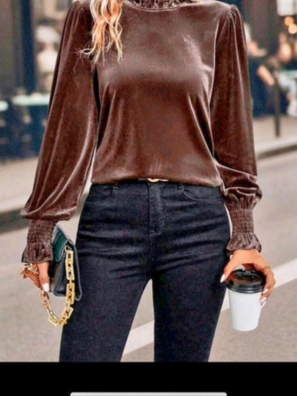 Brown Long Sleeve Blouse
